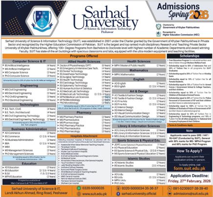 Admission notice for Sarhad University